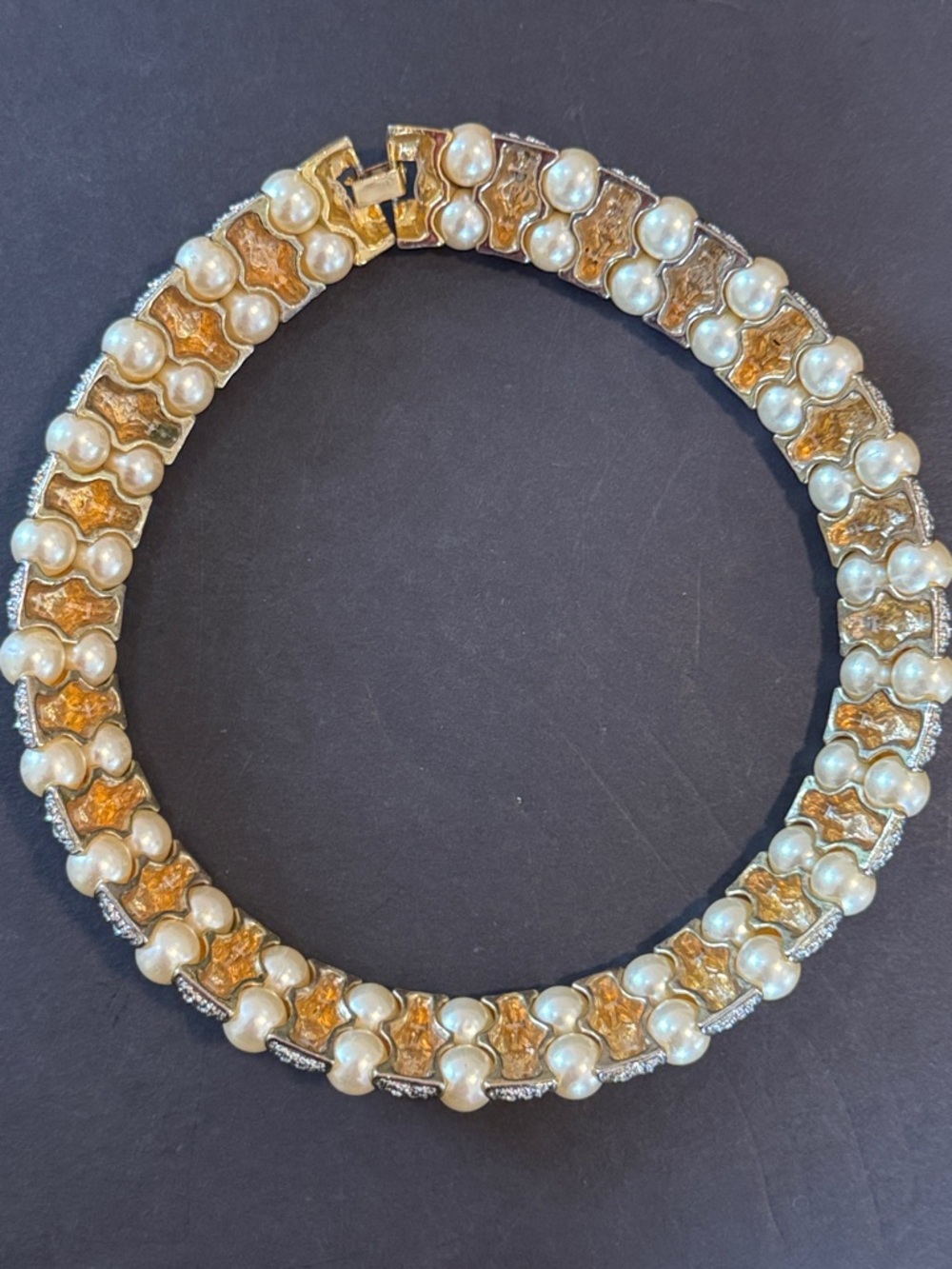 Vintage Landau Jeweled Gold Choker Style Necklace - Picture 7 of 17
